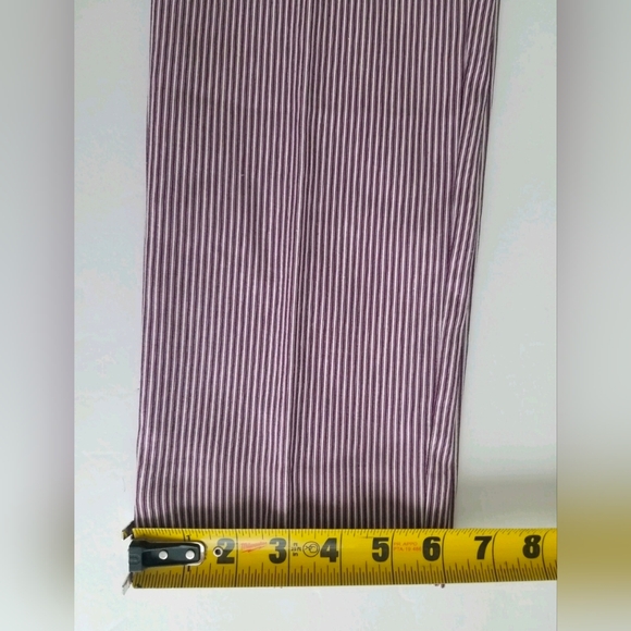 Etro Women's Striped Straight-Leg Capri Pants, Lilac/White Cotton/Spandex Sz 38 - Picture 13 of 16